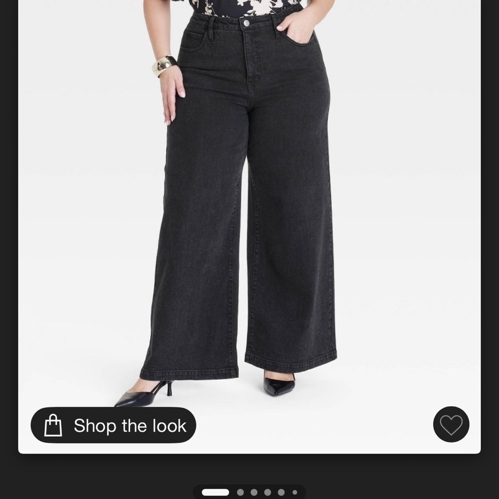 NEW Universal Thread Mid-Rise Super Wide Leg Jeans Women's Size 17 Black Cotton